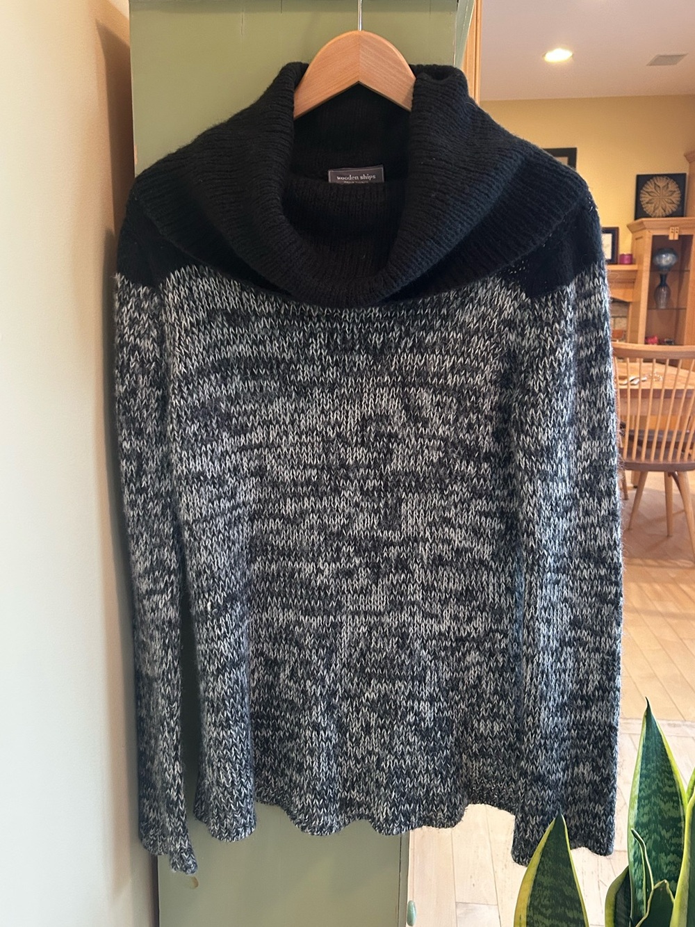 WOODEN SHIPS Cowl Neck Turtleneck Color Block Pullover Wool Mohair Sweater M/L